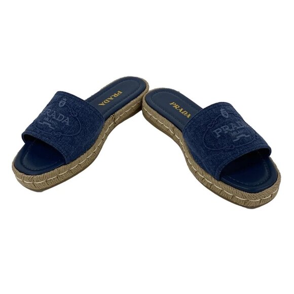 PRADA - Navy Denim Women's Sandals 321-081225 - Picture 2 of 8